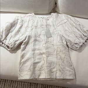 COS Cream Textured Puff-Sleeve Blouse